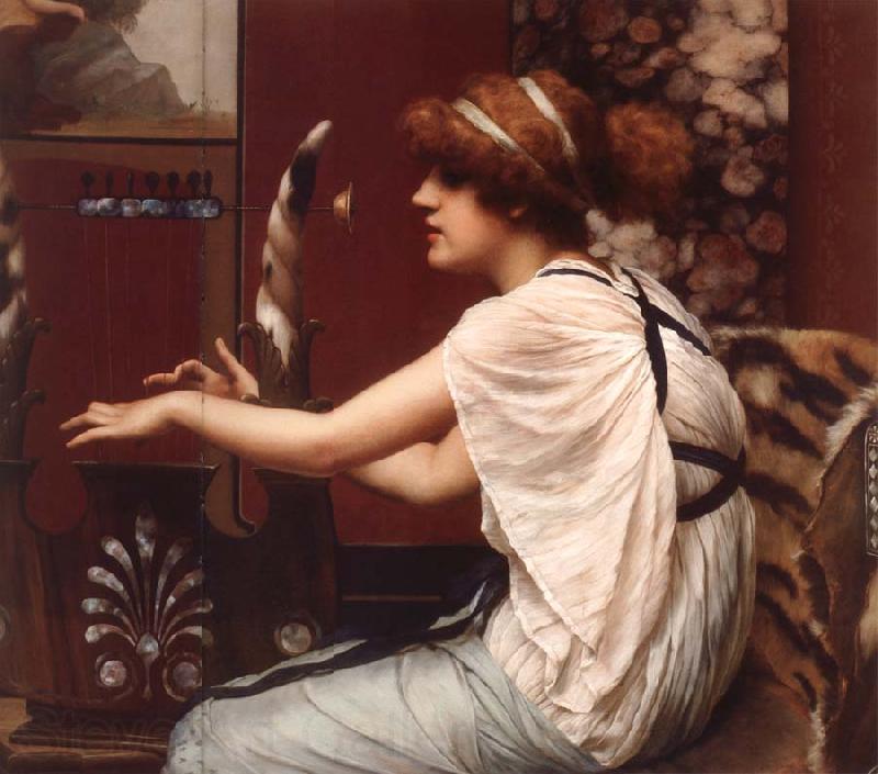 John William Godward The Muse Erato at Her Lyre Norge oil painting art